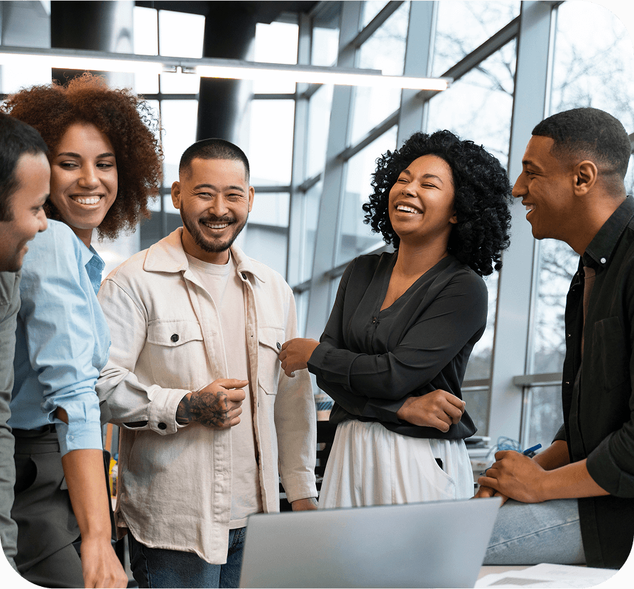 People in the office happy